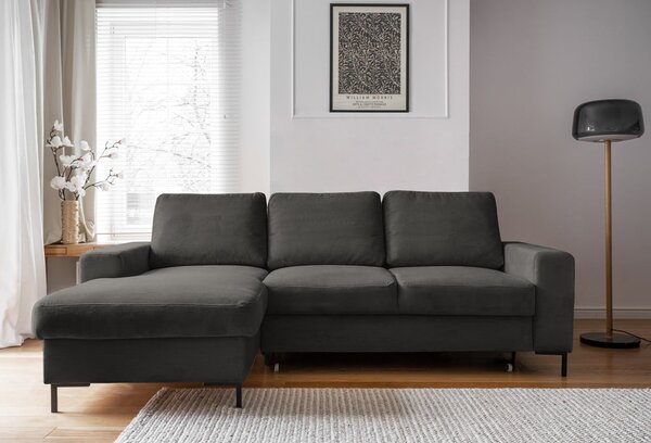 Tmavě šedá manšestrová rozkládací rohová pohovka (levý roh) Lofty Lilly – Miuform