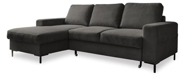 Tmavě šedá manšestrová rozkládací rohová pohovka (levý roh) Lofty Lilly – Miuform