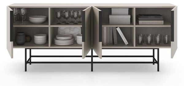 Krémová nízká komoda 200x77,5 cm Eldia – Marckeric