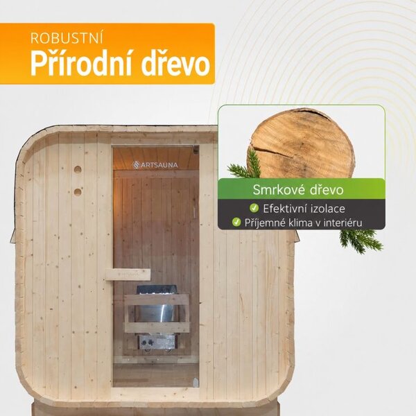 Zahradní sauna Cube pro 6 osob s kamny 8 kW