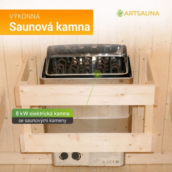 Zahradní sauna Cube pro 6 osob s kamny 8 kW