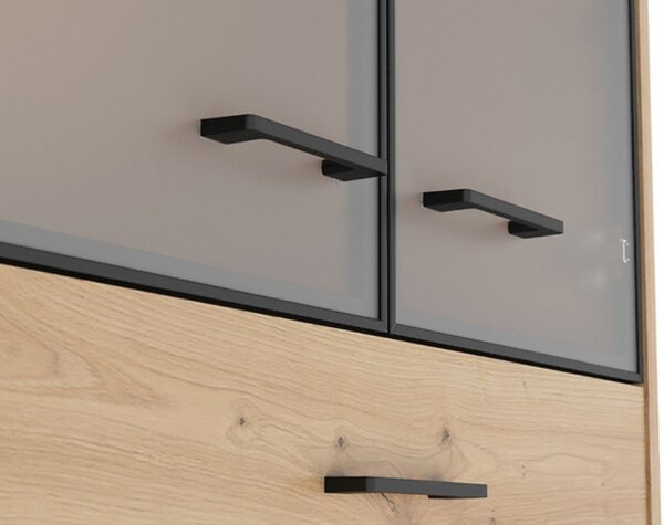 SPACE OFFICE vitrína REG2W2S/200, dub artisan/černý mat