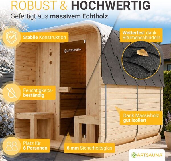 Zahradní sauna cube pro 6 osob s kamny 8 kW, s posezením