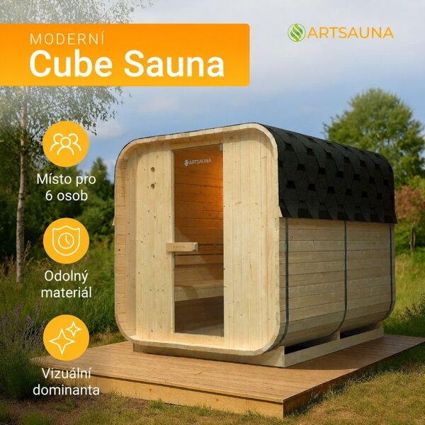 Zahradní sauna Cube pro 6 osob s kamny 8 kW
