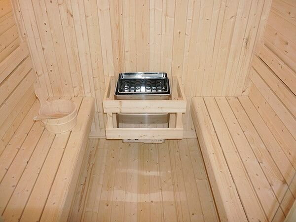 Zahradní sauna cube pro 6 osob s kamny 8 kW, s posezením