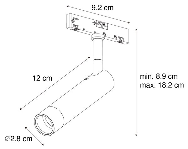 Moderní bodové svítidlo tmavě bronzové pro jednofázový kolejnicový systém - Slimline Uzzy