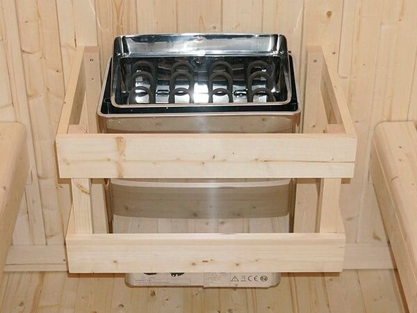 Zahradní sauna cube pro 6 osob s kamny 8 kW, s posezením