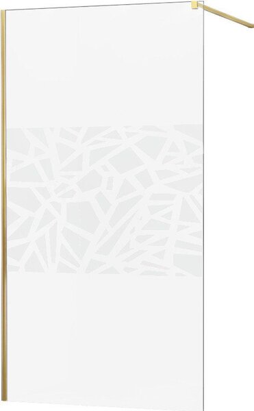 MEXEN - KIOTO Sprchová zástěna WALK-IN 70x200 cm 8 mm, zlatá, bílý vzor 800-070-101-50-85