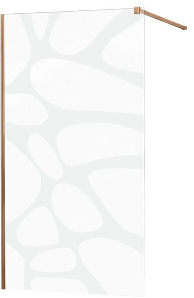 MEXEN - KIOTO Sprchová zástěna WALK-IN 80x200 cm 8 mm, růžové zlato, bílý vzor 800-080-101-60-97