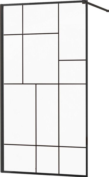 MEXEN - KIOTO Sprchová zástěna WALK-IN 70x200 cm 8 mm, černá, černý vzor 2 800-070-101-70-78