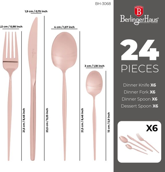 Sada příborů 24 ks Rosegold Metallic Line