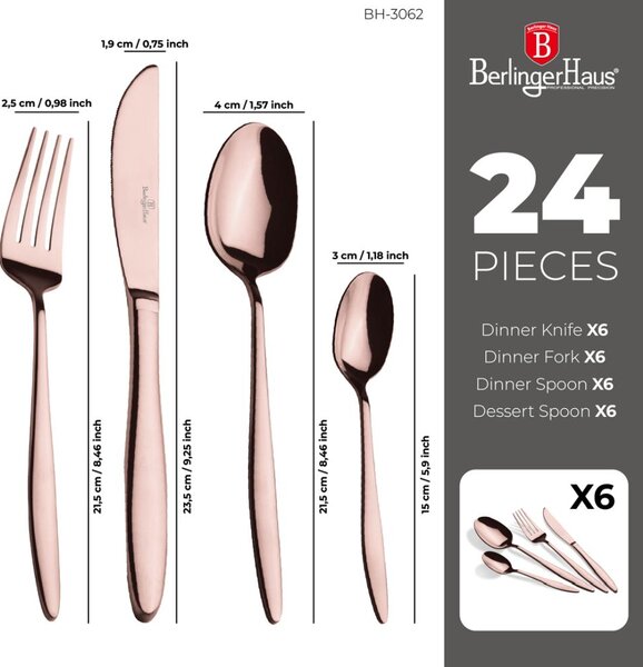 Sada příborů 24 ks Rosegold Metallic Line