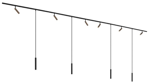 Moderní kolejnicový systém se 6 reflektory a 4 závěsnými světly tmavě bronzový 1-fázový - Slimline Uzzy Keno