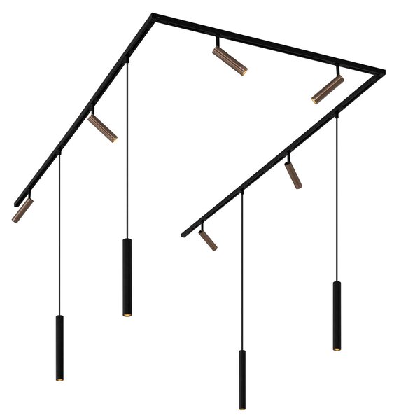 Moderní kolejnicový systém se 6 reflektory a 4 závěsnými světly tmavě bronzový 1-fázový - Slimline Uzzy Keno