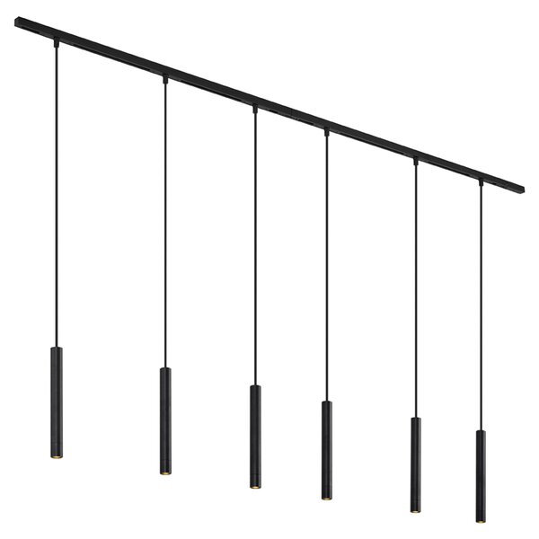 Moderní kolejnicový systém se 6 černými závěsnými světly 1-fázový - Slimline Keno