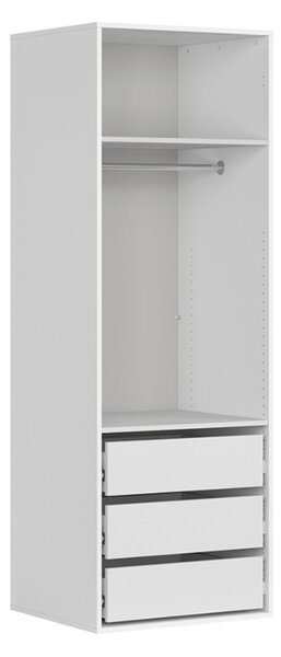 FLEX šatní skříň 75/14, bílá/bílý lesk/zrcadlo