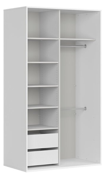 FLEX šatní skříň 120/10, bílá/bílý lesk/zrcadlo