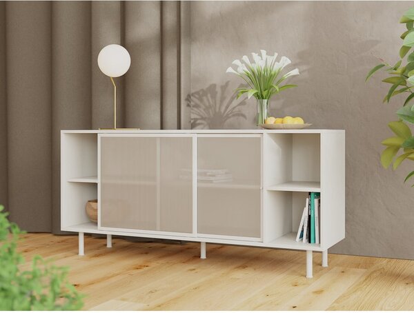 Šedá kovová komoda s posuvnými dveřmi 160x75x47 cm Veep – Unique Furniture
