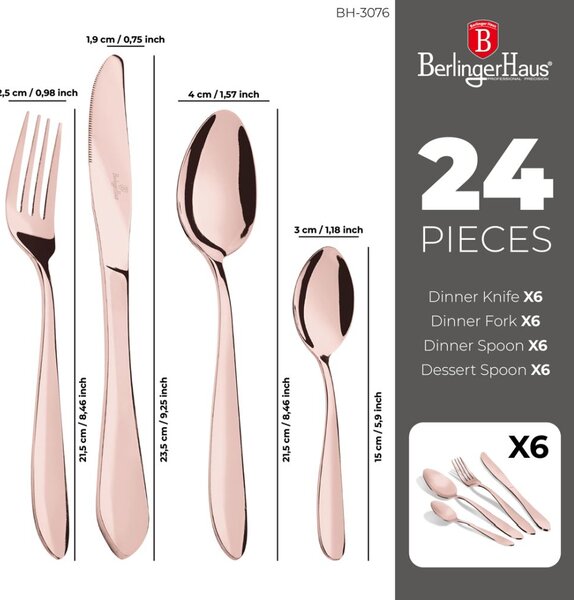 Sada příborů 24 ks Rosegold Metallic Line