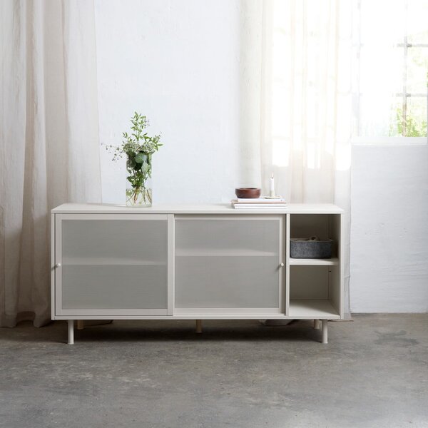 Šedá kovová komoda s posuvnými dveřmi 160x75x47 cm Veep – Unique Furniture