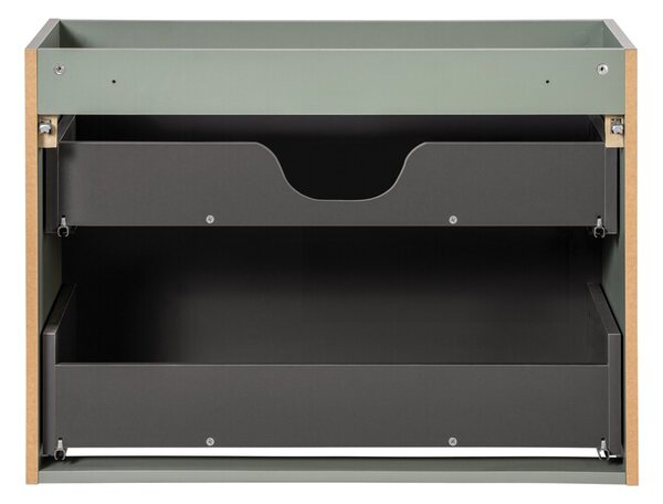 Comad Závěsná skříňka Line Reed Green Gaja s deskou a umyvadlem 50 cm zelená/dub evoke