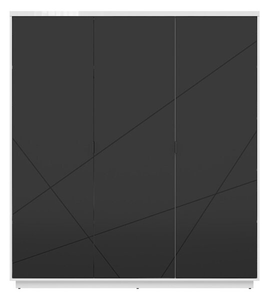 FORN šatní skříň SZF3D, bílý lesk/černý mat