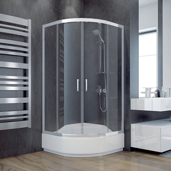 Besco Čtvrtkruhový sprchový kout MODERN HR 80x80 (90x90), výška 165 cm - bez vaničky Rozměry (cm): 90x90, Barva profilů a typ výplně: profily: chrom, výplň: transparent
