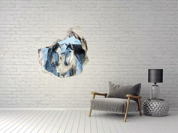Díra 3D fototapeta nálepka Koně ve virtuálním prostoru nd-p-116887257