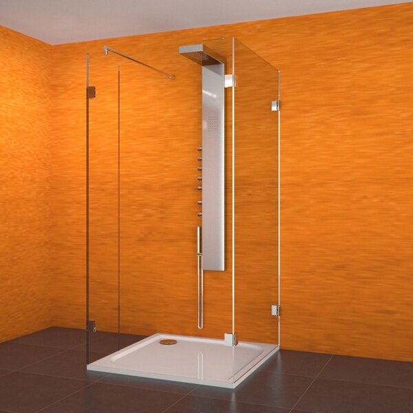 Třídílná sprchová stěna Teiko NSSU3 R S-WO V334100R52T70003 100x100x200 cm / výplň Transparent - Water Off