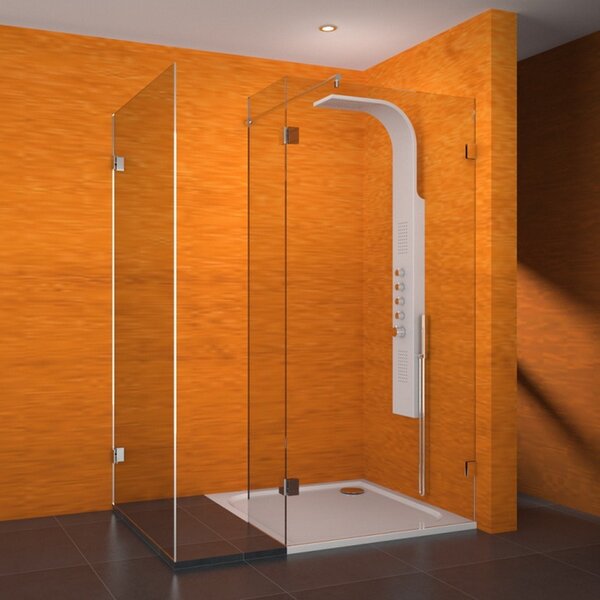 Třídílná sprchová stěna Teiko NSSL3 R S-WO V334150R52T70003 150x100x200 cm / výplň Transparent - Water Off