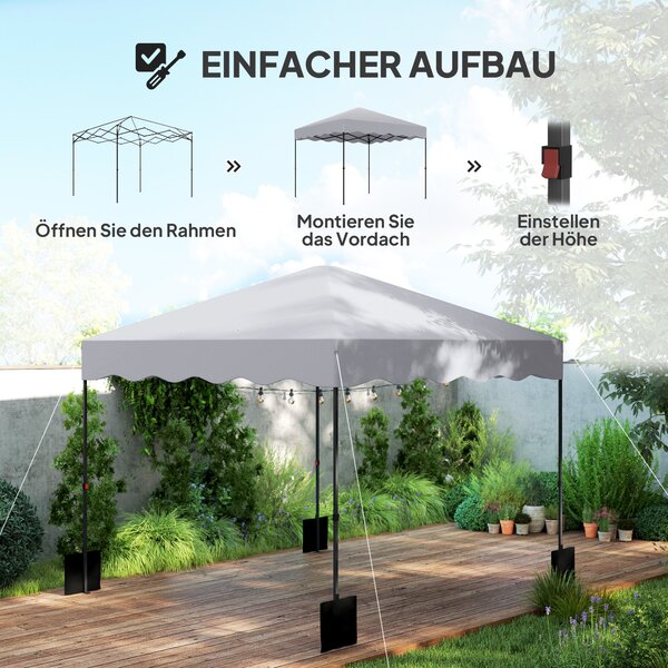 Zahradní pavilion Outsunny cca 3x3m, voděodolný stabilní zimní skládací pavilion s UV ochranou 50+, skládací párty stan s přepravní taškou, zahradní p