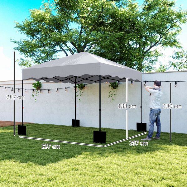 Zahradní pavilion Outsunny cca 3x3m, voděodolný stabilní zimní skládací pavilion s UV ochranou 50+, skládací párty stan s přepravní taškou, zahradní p