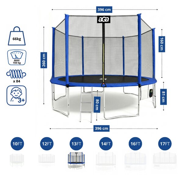 Trampolína Aga SPORT PRO 400 cm Blue + ochranná síť