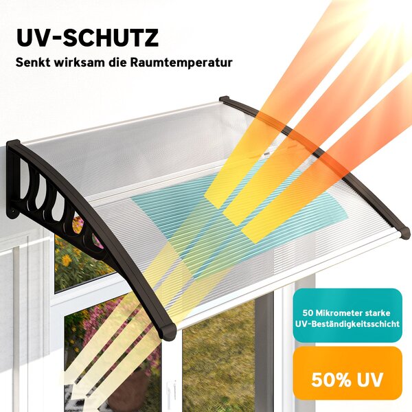 Outsunny přístřešek na vchodové dveře 103 x 96,5 x 27 cm s UV ochranou, ochrana před deštěm a slunečním zářením, hliníkový průhledný | Aosom