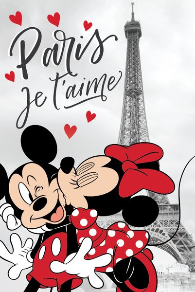TP Fleecová deka 100x150 Mickey a Minnie v Paříži - Eiffel Tower