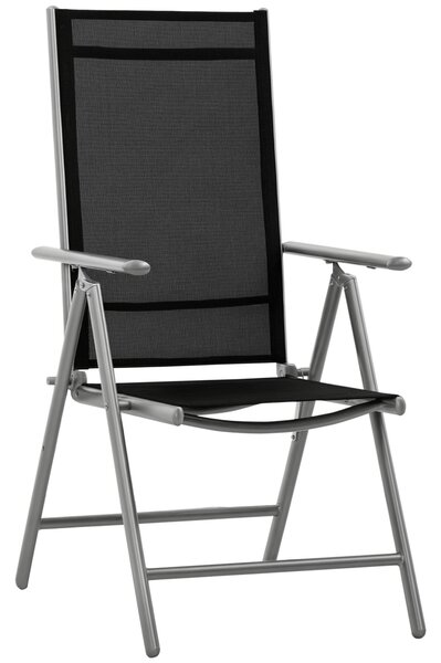 Skládací zahradní židle Outsunny z hliníku a textilenu s 7 nastavitelnými úrovněmi, černá 65x55x85-105cm | Aosom