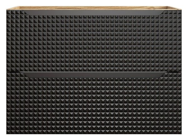 Comad Závěsná umyvadlová skříňka Luxor Black s deskou 80 cm černá/dub olejovaný