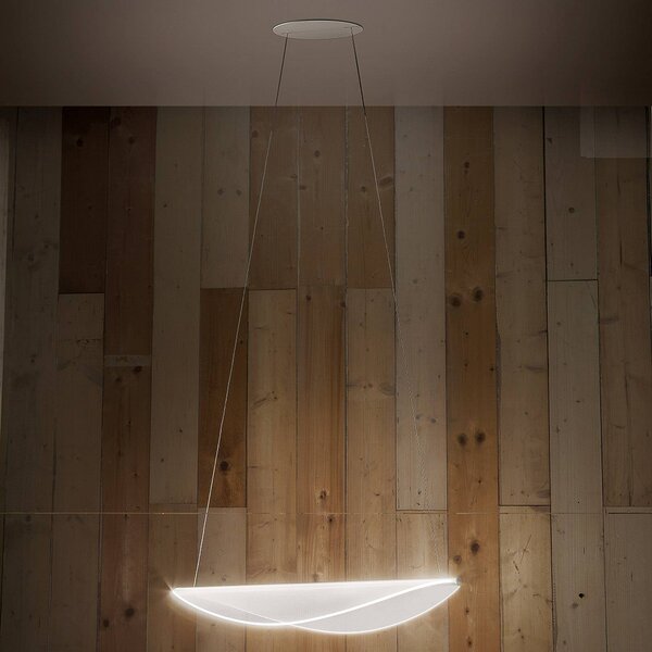 Stilnovo Závěsné světlo LED Diphy, 76 cm, stmívatelné pomocí DALI, stmívatelný, Bílá / opál, Obývací pokoj / jídelna, Hliník, Moderní