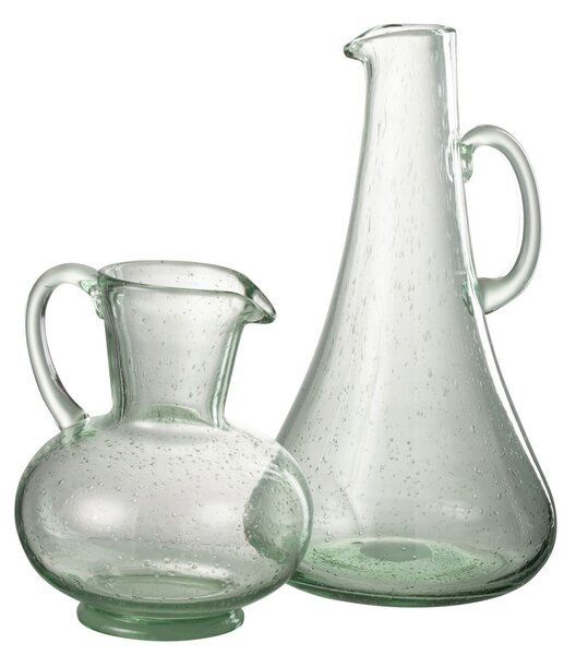 Zelený skleněný džbán s bublinkami Yones M - 16*15*21cm - J-Line by Jolipa