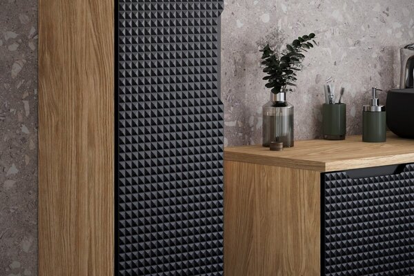 Comad Koupelnová sestava Luxor Black 90 cm s umyvadlem a skříňkami černá/dub olejovaný