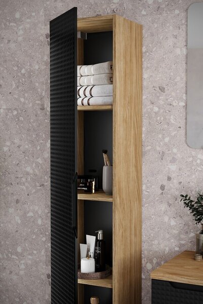 Comad Koupelnová sestava Luxor Black 90 cm s umyvadlem a skříňkami černá/dub olejovaný