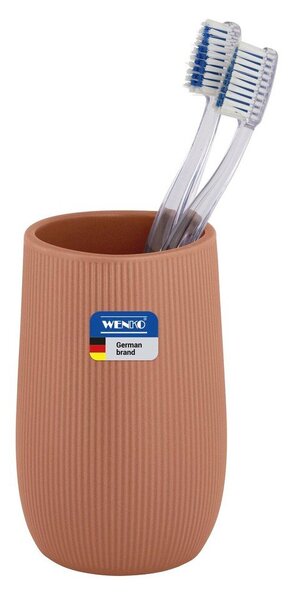 Hnědý keramický kelímek na zubní kartáčky Fablo – Wenko