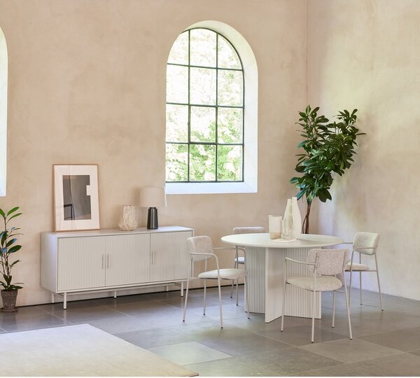 Světle šedý kulatý jídelní stůl ø 110 cm Palma – Unique Furniture