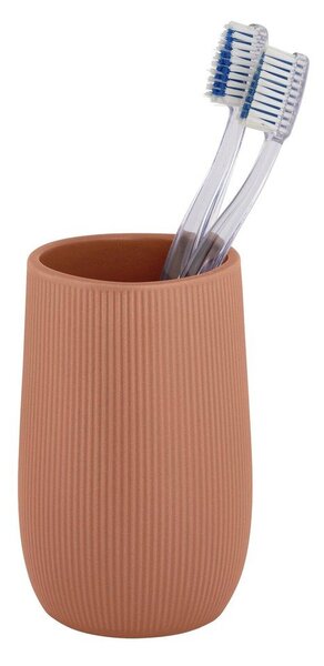 Hnědý keramický kelímek na zubní kartáčky Fablo – Wenko