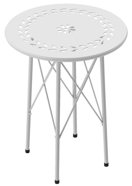 Outsunny Kulatý Zahradní Stůl - Stůl na Terasu Ø40x50 cm s Nastavitelnými Nohami a X-Tvarovanou Konstrukcí pro Venkovní a Vnitřní Použití - Bílá | Aos
