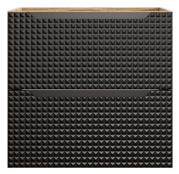 Comad Závěsná skříňka pod umyvadlo Luxor Black s deskou 70 cm dub olejovaný/černá