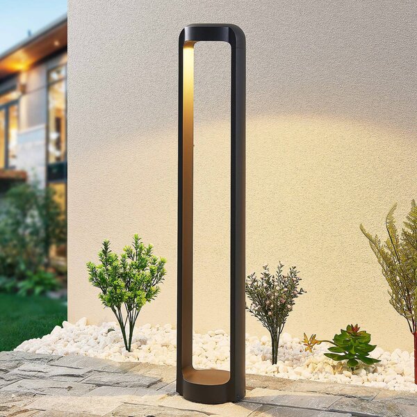 Lucande Světlo LED na cestu Habsa, 80 cm, antracit, kov, Černá, Hliník, Moderní