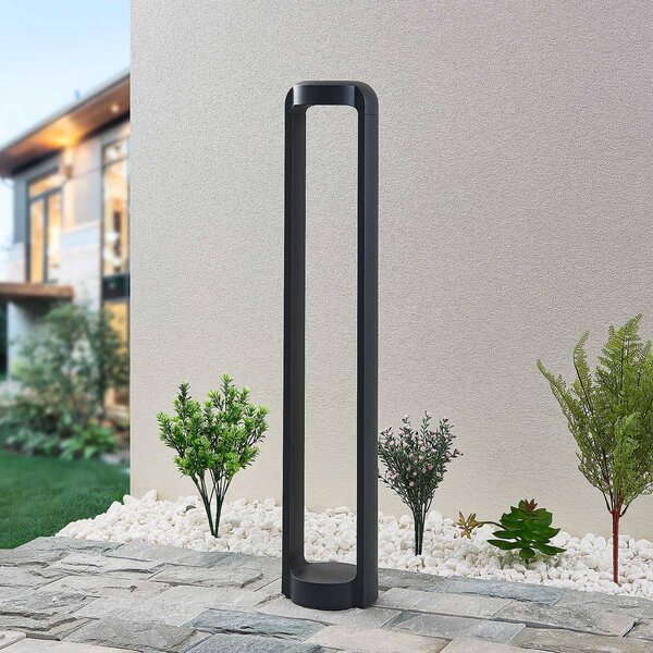 Lucande Světlo LED na cestu Habsa, 80 cm, antracit, kov, Černá, Hliník, Moderní