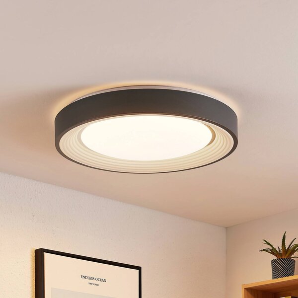 Lindby LED stropní svítidlo Lindum, RGB, dálkové ovládání, stmívatelné, stmívatelný, Hliník / šedá / zinek, Obývací pokoj / jídelna, kov, Moderní
