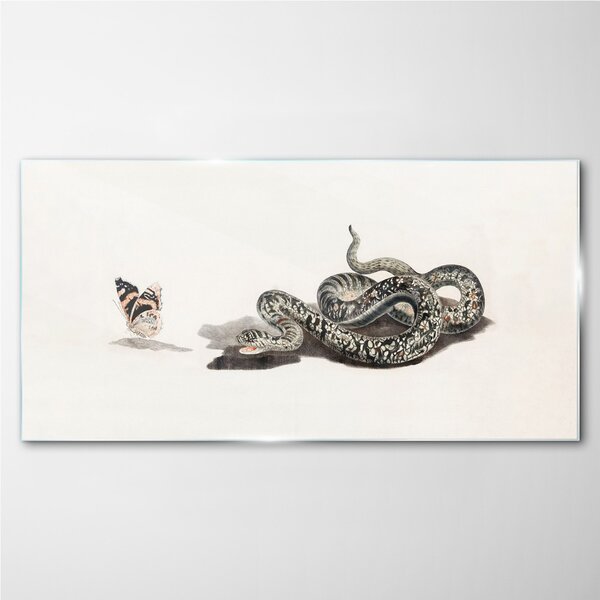 Obraz na skle Obraz na skle Kreslení zvířecí had motýl